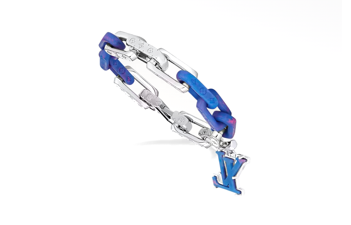 Shop (W) Louis Vuitton Pulsera Azul de Resina, Acero y Cristal Plexiglass trenzado. M1229