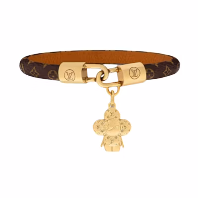 (Women) LOUIS VUITTON Brown Calf Leather Bracelet Elegant Design M4140