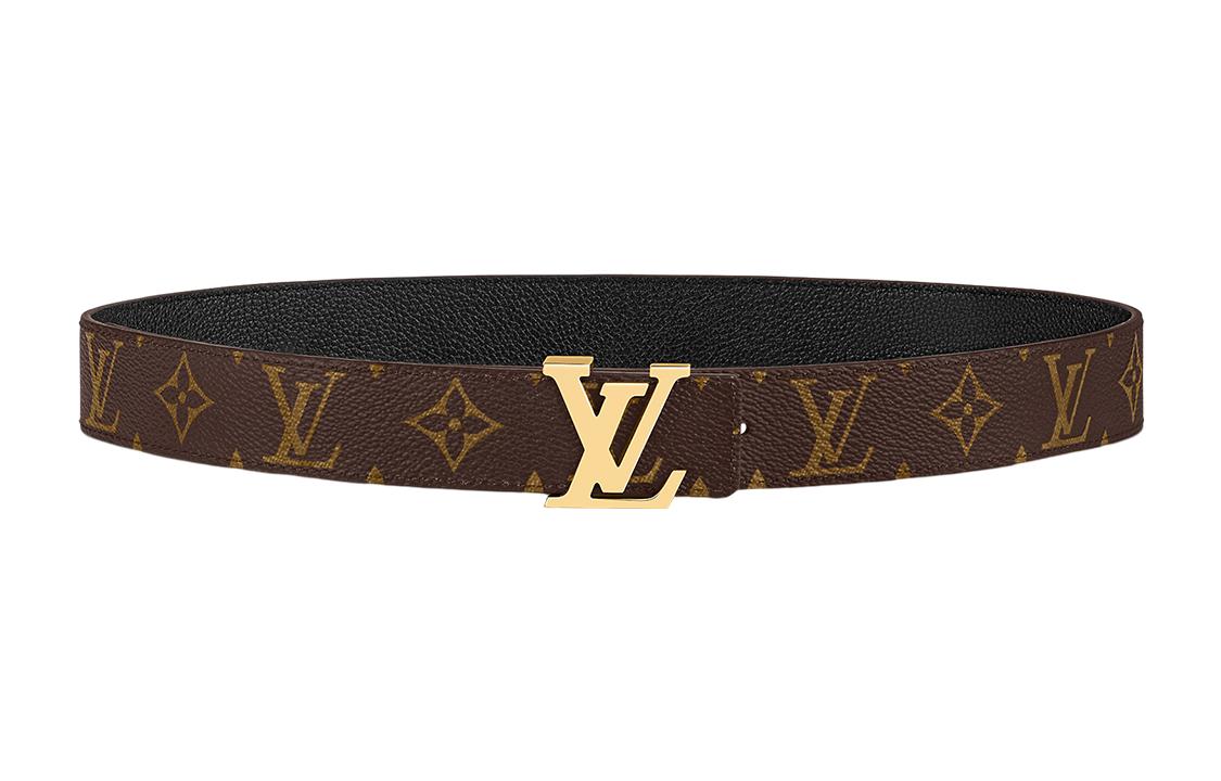 (Women) LOUIS VUITTON  Brown Leather Belt with Logo Print, 3cm Width. M0565V