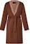 Buy (Women) LOUIS VUITTON Brown Mid-Length Solid Hoodie Belted Coat 1AFCOU