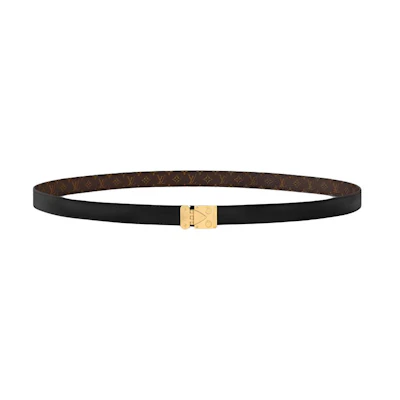 (Women) Louis Vuitton Calf Leather Belt Black/Brown 1.8CM M4102