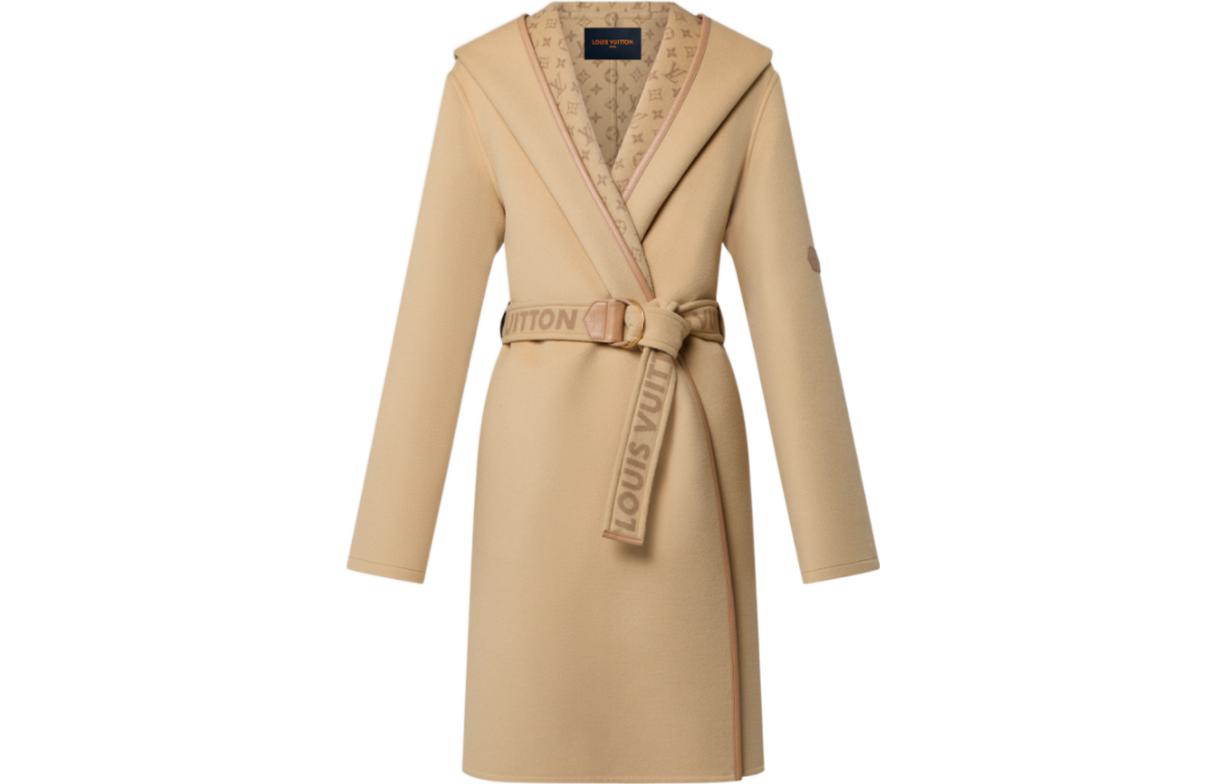 (Women) LOUIS VUITTON  Casual Logo Print Hooded Coat Khaki. 1AAASL