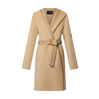(Women) LOUIS VUITTON Casual Logo Print Hooded Coat Khaki. 1AAASL