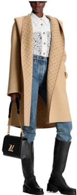 (Women) LOUIS VUITTON Casual Logo Print Hooded Coat Khaki. 1AAASL Lookbook (Women) LOUIS VUITTON Casual Logo Print Hooded Coat Khaki. 1AAASL
