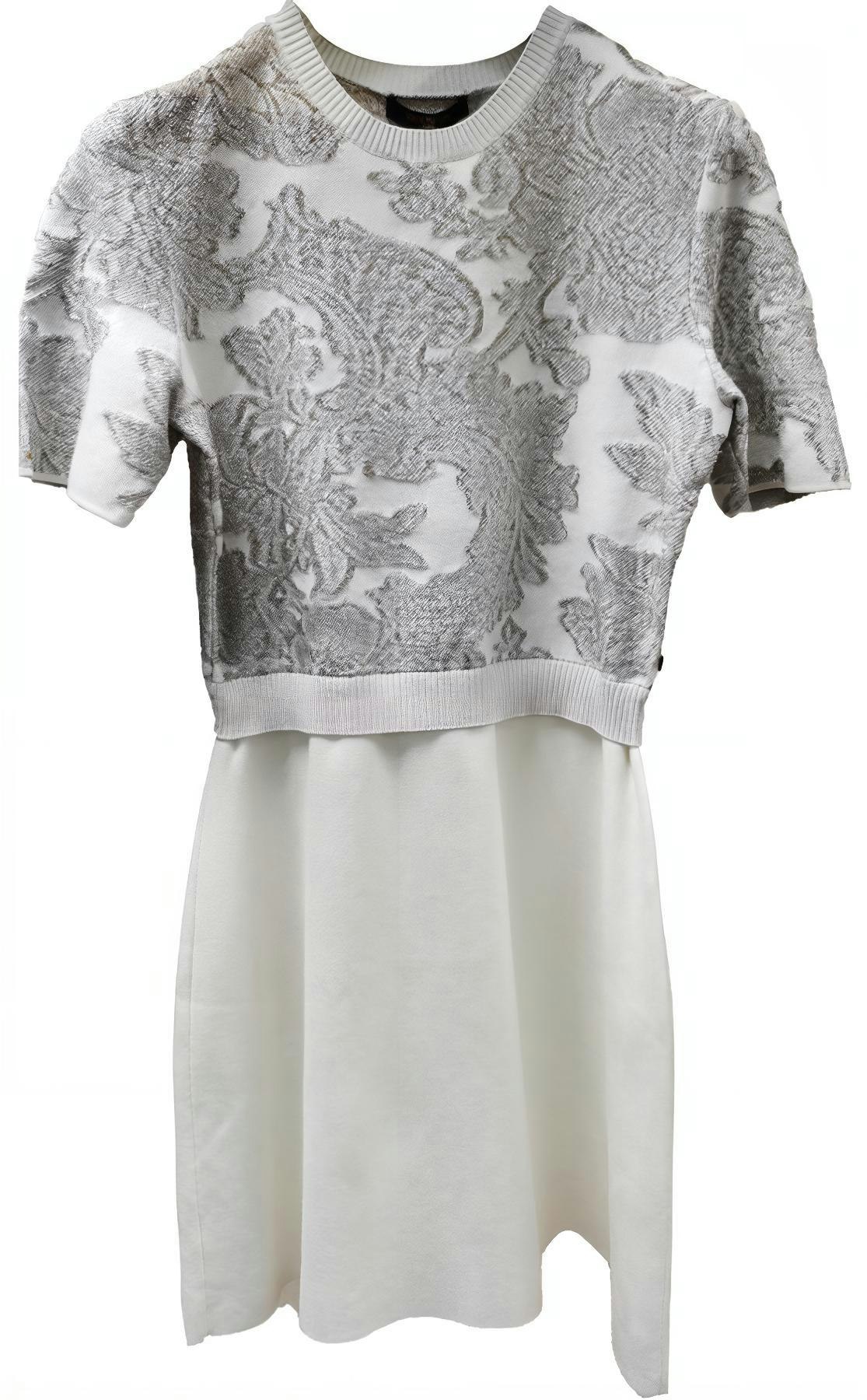 women-louis-vuitton-casual-silver-white-crewneck-short-sleeve-dress-rw-181-b