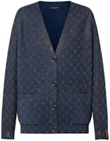 (Women) LOUIS VUITTON Deep Blue V-Neck Cardigan with Shimmer Print and Pockets. 1AC1BY (Women) LOUIS VUITTON Deep Blue V-Neck Cardigan with Shimmer Print and Pockets. 1AC1BY