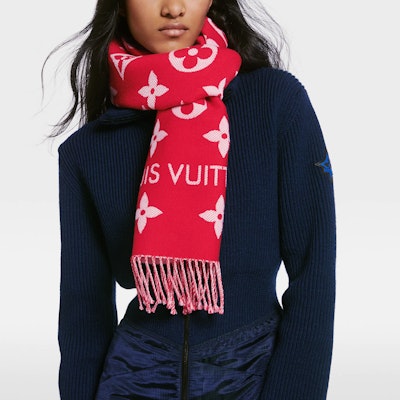 (Women) Louis Vuitton Fashion Wool Knit Scarf with Tassel Design. M78196 Shop (Women) Louis Vuitton Fashion Wool Knit Scarf with Tassel Design. M78196