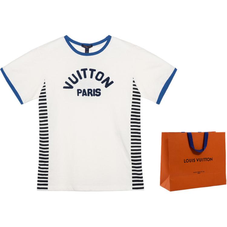 (Women) LOUIS VUITTON  Flocked Logo Crewneck T-Shirt White SS23. 1ABCFQ 圖 7