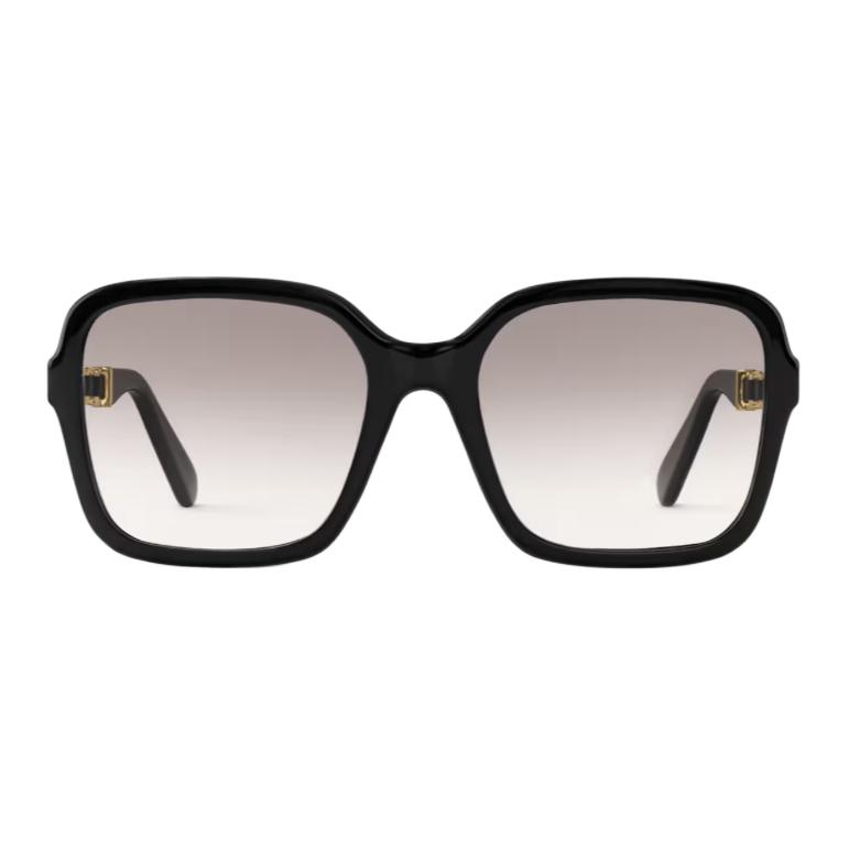 (Women) Louis Vuitton  Full Frame Square Sunglasses Black Acetate Metal Design. Z2648E