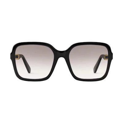 (Women) Louis Vuitton Full Frame Square Sunglasses Black Acetate Metal Design. Z2648E