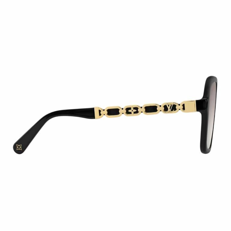 (Women) Louis Vuitton  Full Frame Square Sunglasses Black Acetate Metal Design. Z2648E 圖 4