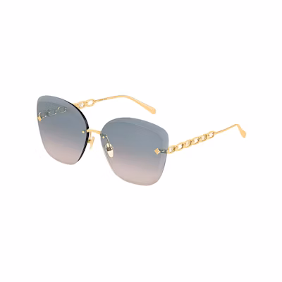 (Women) Louis Vuitton Gold Metal Cat-Eye Sunglasses with Logo Design. Z2665U