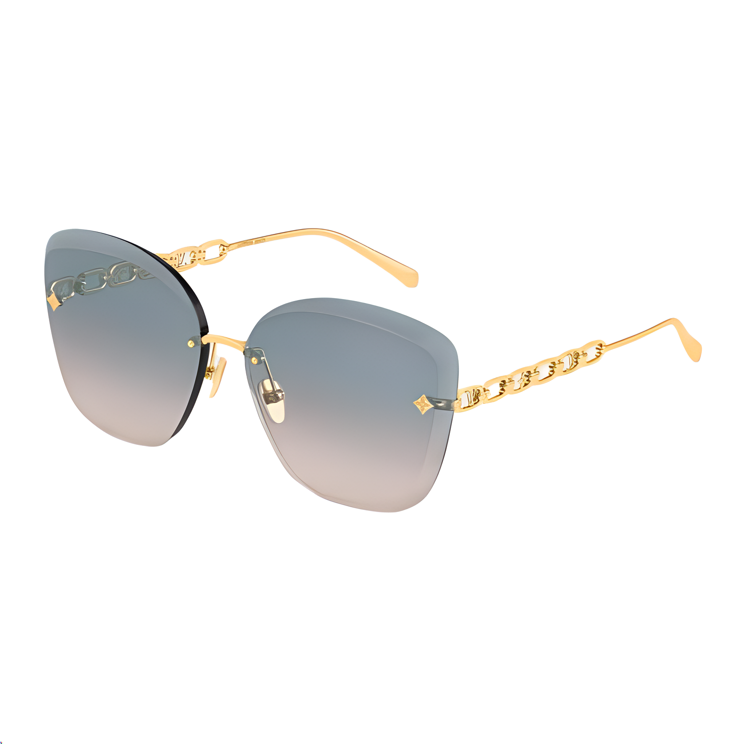 (Women) Louis Vuitton  Gold Metal Cat-Eye Sunglasses with Logo Design. Z2665U 圖 2