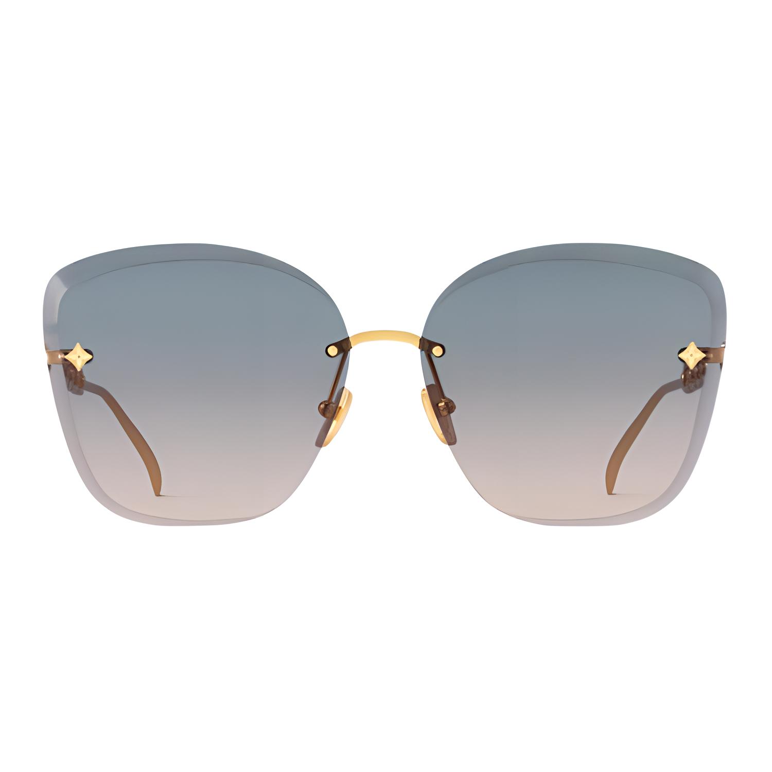 (Women) Louis Vuitton  Gold Metal Cat-Eye Sunglasses with Logo Design. Z2665U 圖 3