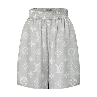 (Women) LOUIS VUITTON Gray Relaxed Fit Logo Elastic Casual Shorts. 1AAK6N