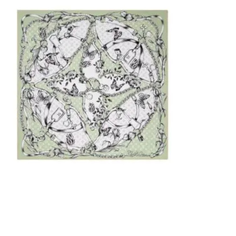 (Women) Louis Vuitton  Green Personalized Mulberry Silk Scarf. M96872