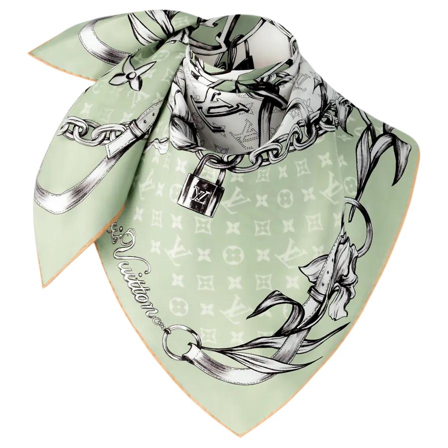(Women) Louis Vuitton  Green Personalized Mulberry Silk Scarf. M96872 圖 3