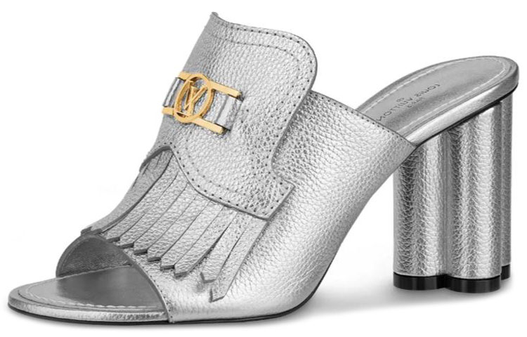 (Women) Louis Vuitton 'Indian Flower Heel Mule Silver' 1A87SR