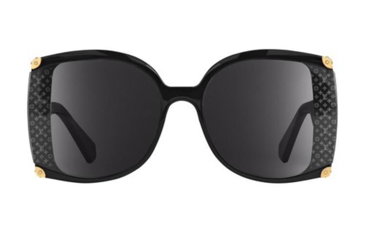 (Women) Louis Vuitton  Irregular Shaped Sunglasses Black Nylon Acetate Logo. Z1294W