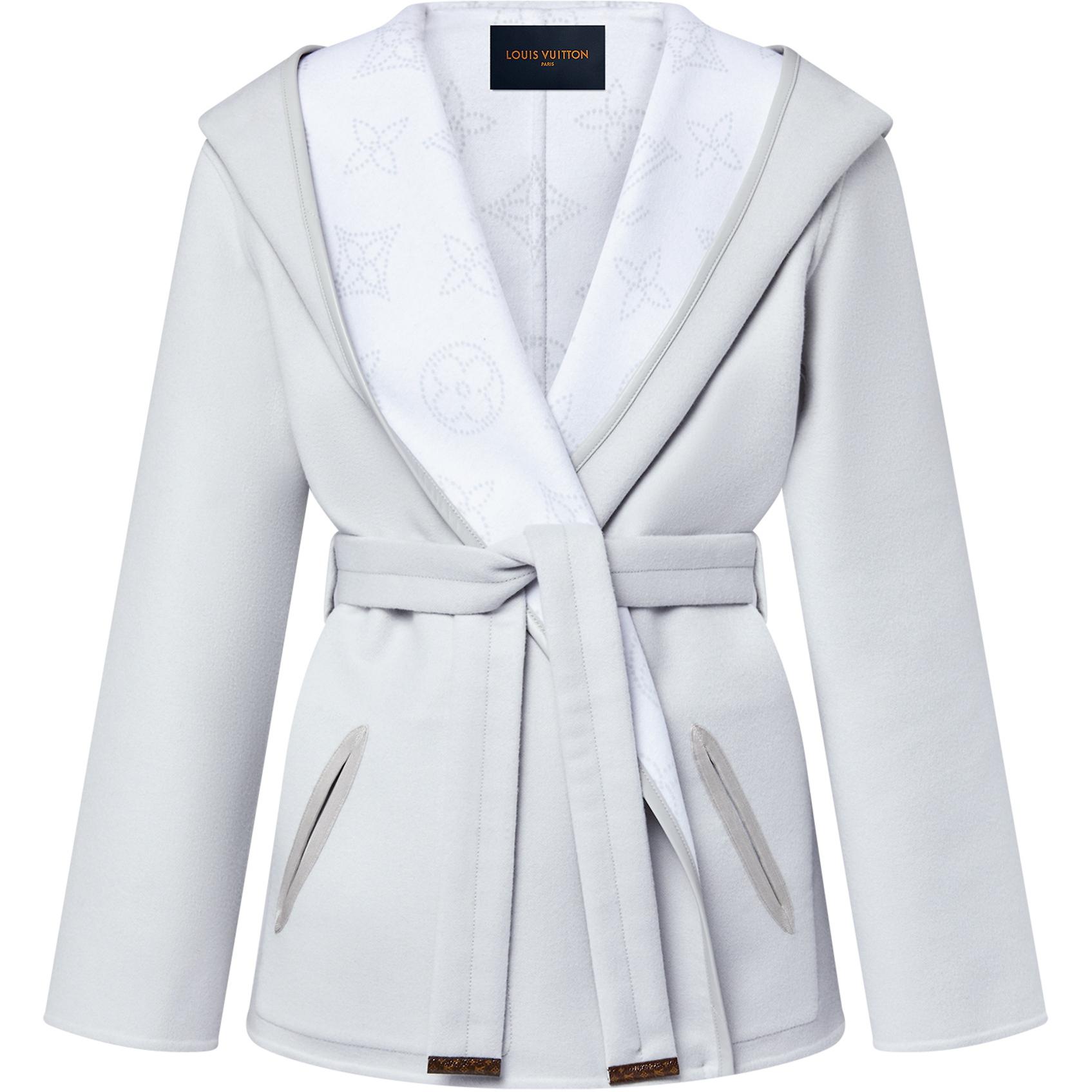 (Women) Louis Vuitton  Lace-Up Hooded Long Sleeve Coat Grey 1AGDTB