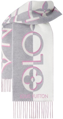 (W) ルイヴィトン ライトグレー ジャガード カシミア ウール ニット スカーフ. M93281 Lookbook (W) ルイヴィトン ライトグレー ジャガード カシミア ウール ニット スカーフ. M93281