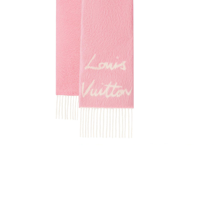 (Women) LOUIS VUITTON  Logo Alpaca Wool Knitted Scarf in Rose Pink. M94797 圖 4