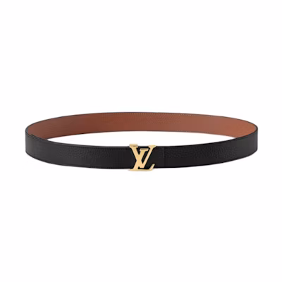 (Women) LOUIS VUITTON Logo Belt Black/Brown 3CM Wide. M9521U