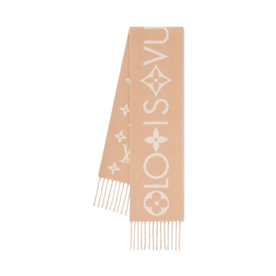 (Women) LOUIS VUITTON Logo Detail Cashmere Scarf Beige. M90788