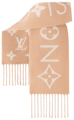 (W) 路易威登Logo细节羊绒围巾米色 M90788 Shop (W) 路易威登Logo细节羊绒围巾米色 M90788
