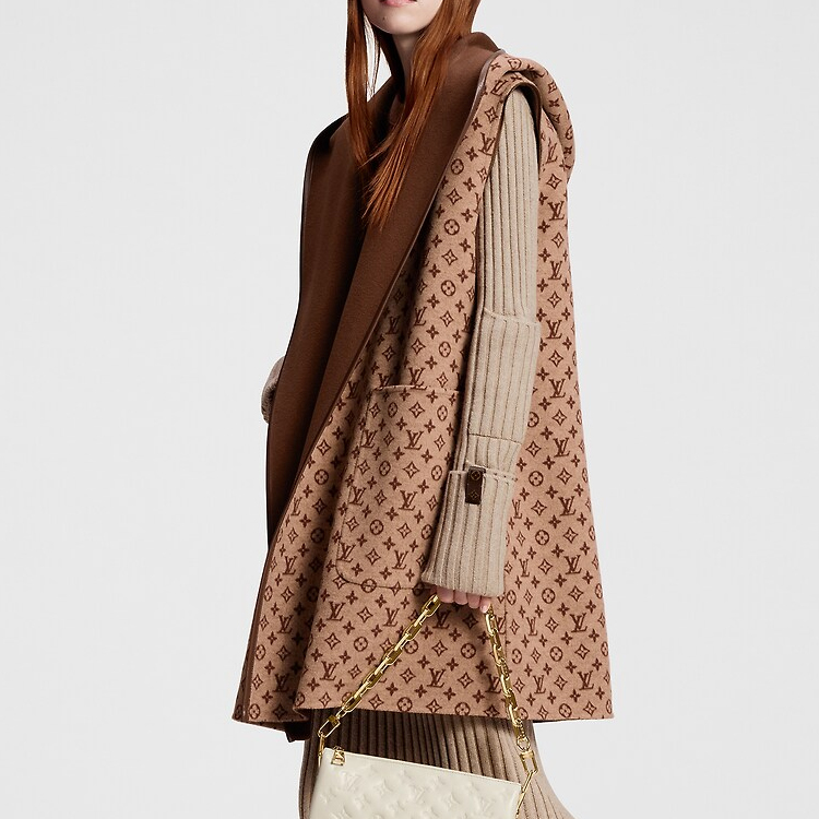 (Women) Louis Vuitton  Logo Hooded Long Sleeve Coat Brown 1AFCFC 圖 4