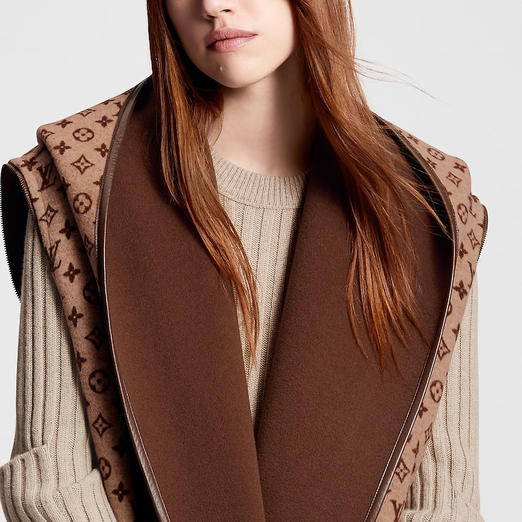 (Women) Louis Vuitton  Logo Hooded Long Sleeve Coat Brown 1AFCFC 圖 5