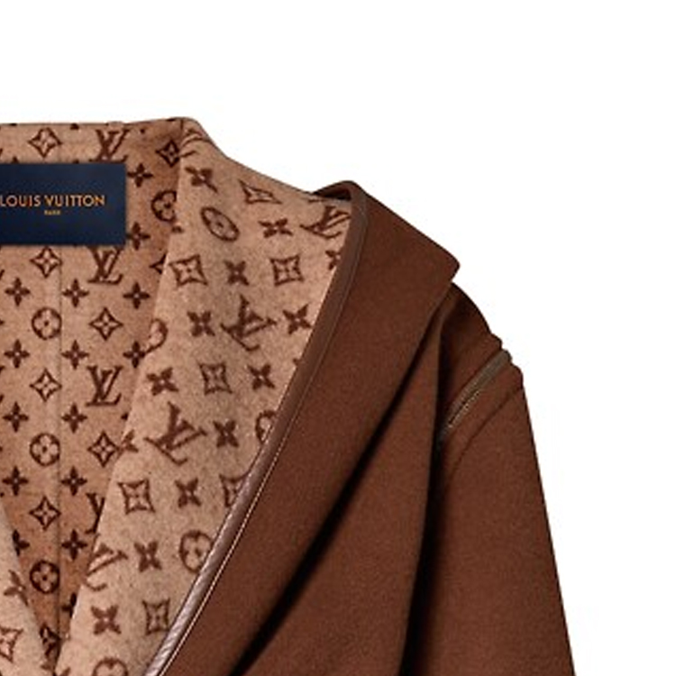 (Women) Louis Vuitton  Logo Hooded Long Sleeve Coat Brown 1AFCFC 圖 7