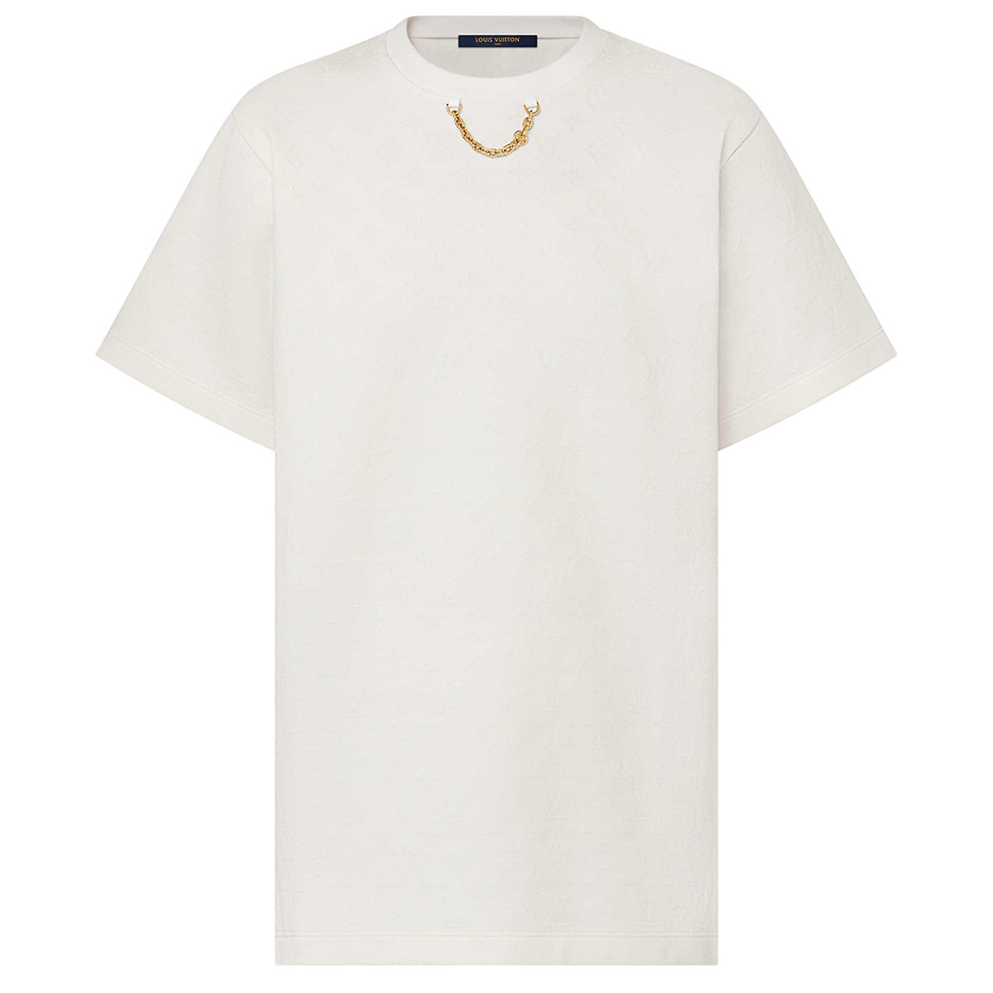 (Women) LOUIS VUITTON  Logo Jacquard Chain Loose Fit Crewneck T-Shirt White 1AFTMS