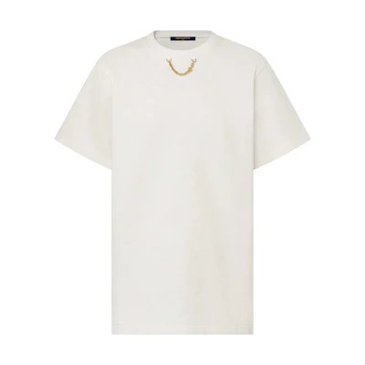 (Women) LOUIS VUITTON Logo Jacquard Chain Loose Fit Crewneck T-Shirt White 1AFTMS