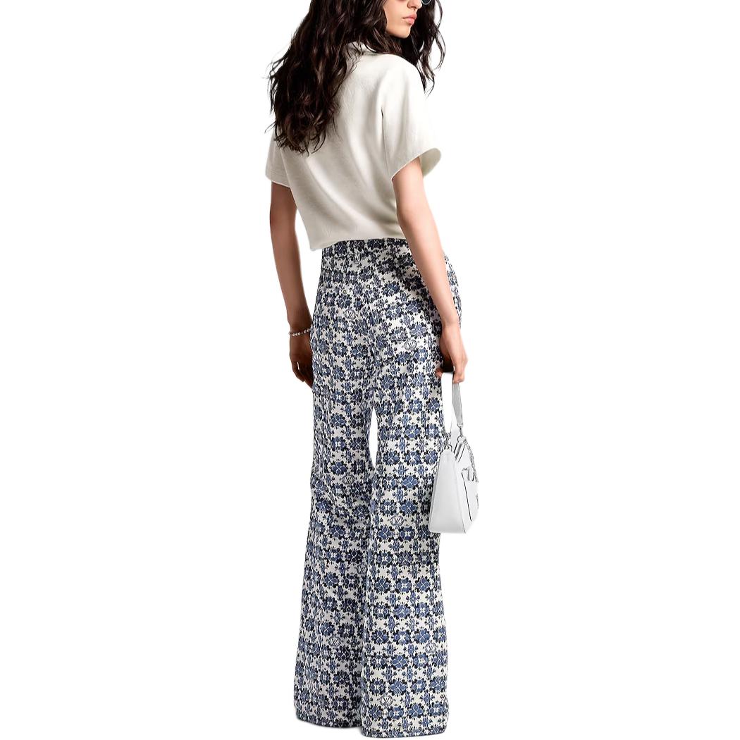 Shop (W) ルイヴィトン ロゴ ジャカード チェーン ルーズフィット クルーネックTシャツ ホワイト 1AFTMS