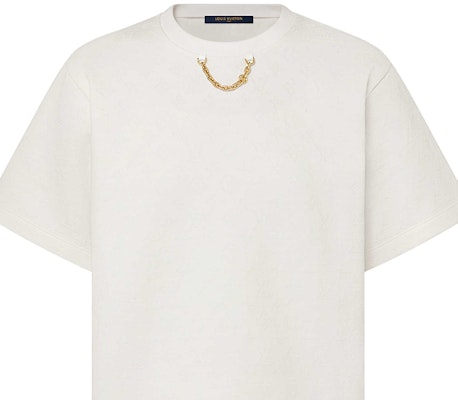 (W) ルイヴィトン ロゴ ジャカード チェーン ルーズフィット クルーネックTシャツ ホワイト 1AFTMS Details for (W) ルイヴィトン ロゴ ジャカード チェーン ルーズフィット クルーネックTシャツ ホワイト 1AFTMS