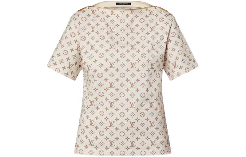 (Women) LOUIS VUITTON  Logo Print Beige Oversized Crewneck T-Shirt SS24 1AFFYM 圖 2