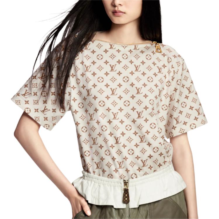 (Women) LOUIS VUITTON  Logo Print Beige Oversized Crewneck T-Shirt SS24 1AFFYM 圖 5