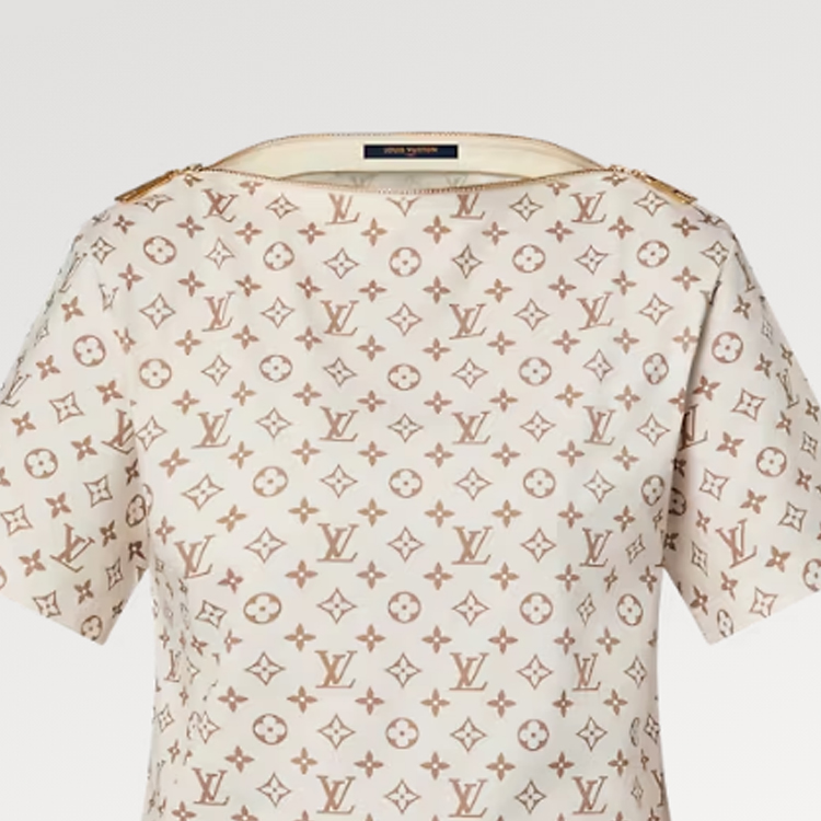 (Women) LOUIS VUITTON  Logo Print Beige Oversized Crewneck T-Shirt SS24 1AFFYM 圖 7