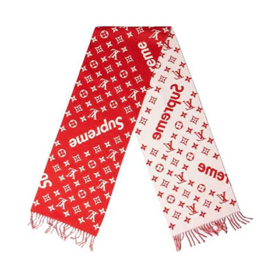 (Women) LOUIS VUITTON Logo Print Knit Scarf Red. MP1890