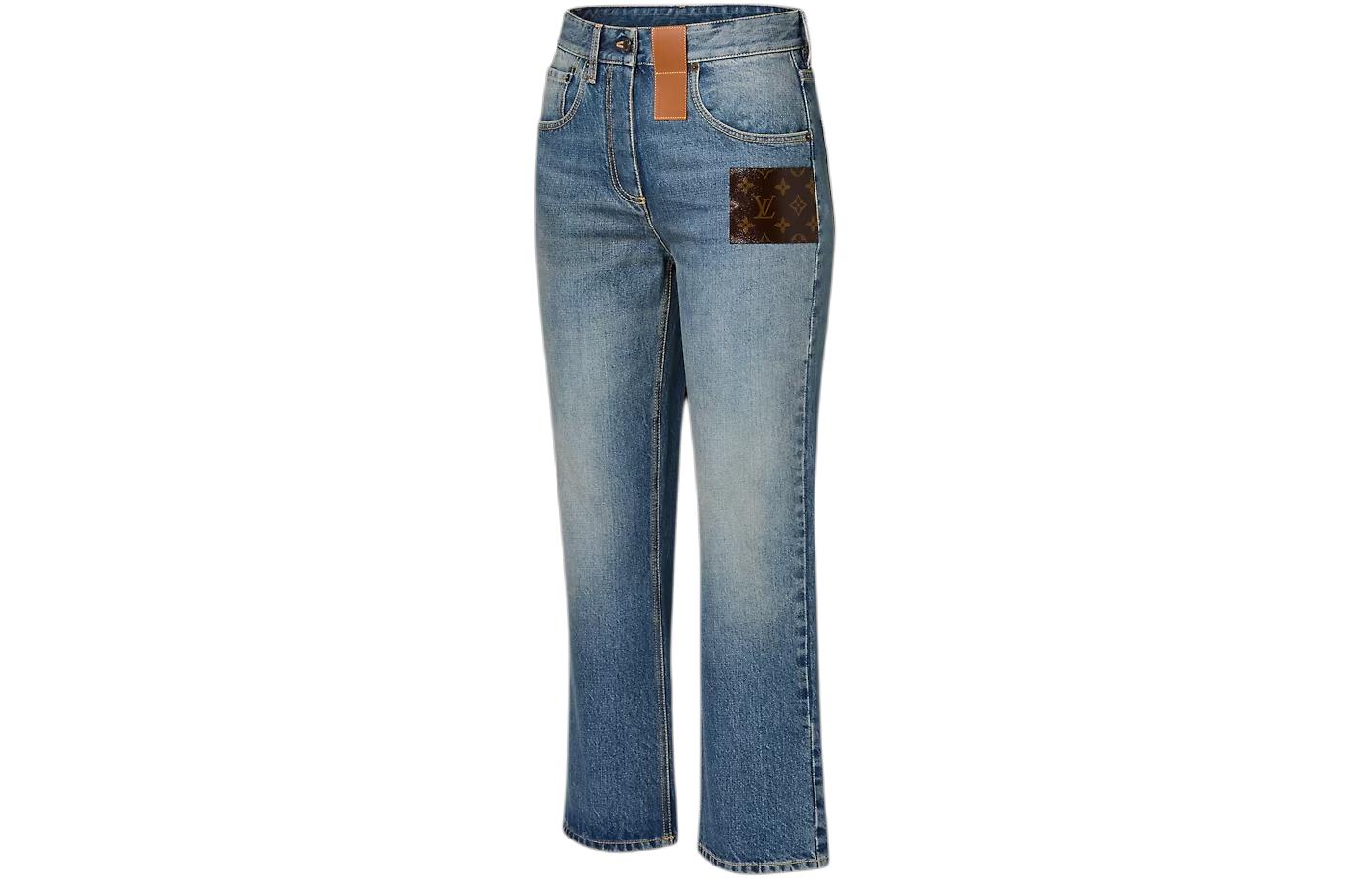 Shop (Women) LOUIS VUITTON  Logo Printed Jeans Blue 1ACCWP