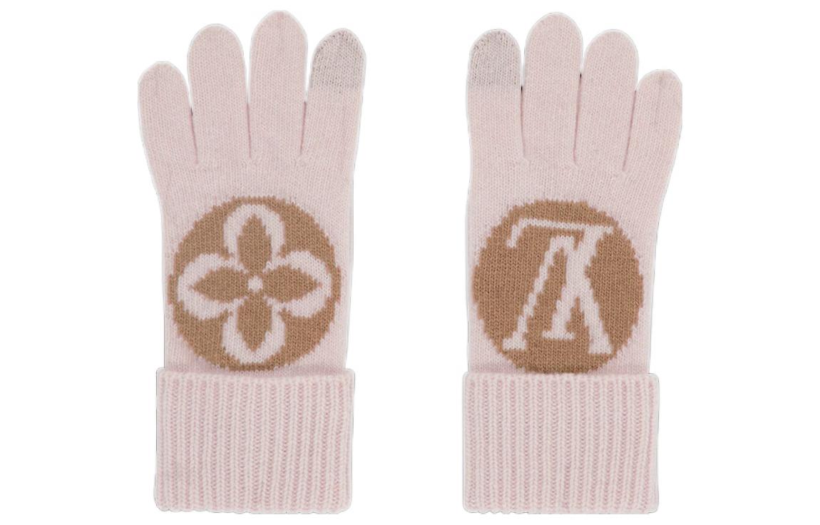 (Women) Louis Vuitton  Medallion Wool Knit Gloves Pink. M79254