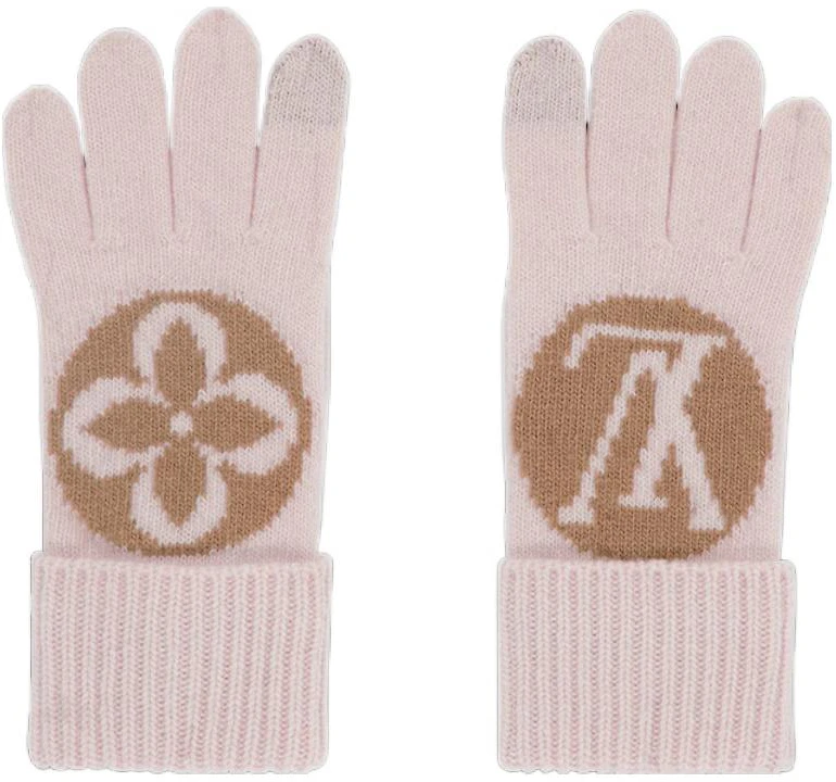 women-louis-vuitton-medallion-wool-knit-gloves-pink-m79254