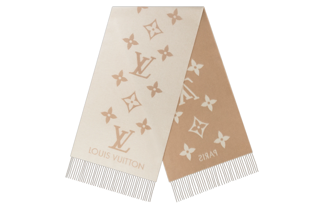 Order (W) 路易威登  經典花紋羊毛羊絨圍巾 棕色/米色 時尚保暖 M78123