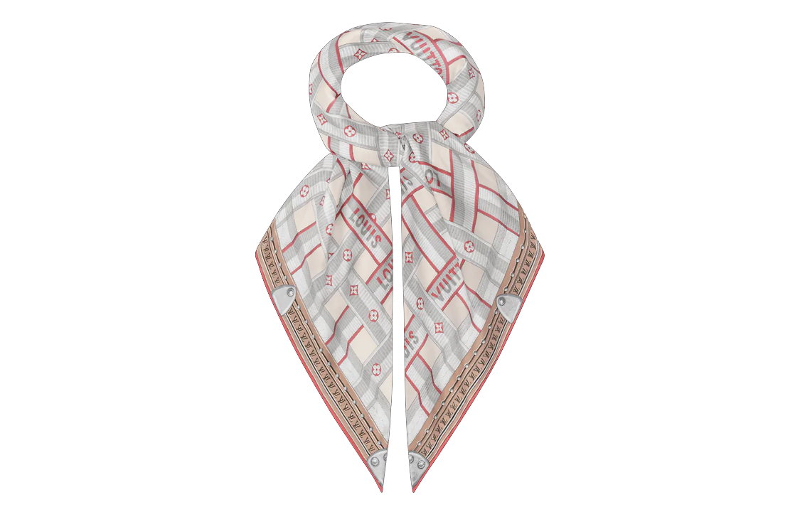 (Women) LOUIS VUITTON  Multicolor Silk Scarf with Strap Pattern and Contrasting Edges. M78110 圖 3