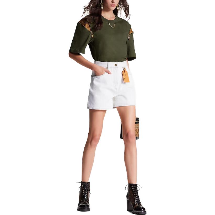 (Women) Louis Vuitton  Olive Colorblock Cropped Short Sleeve T-Shirt. 1ABSYO 圖 3