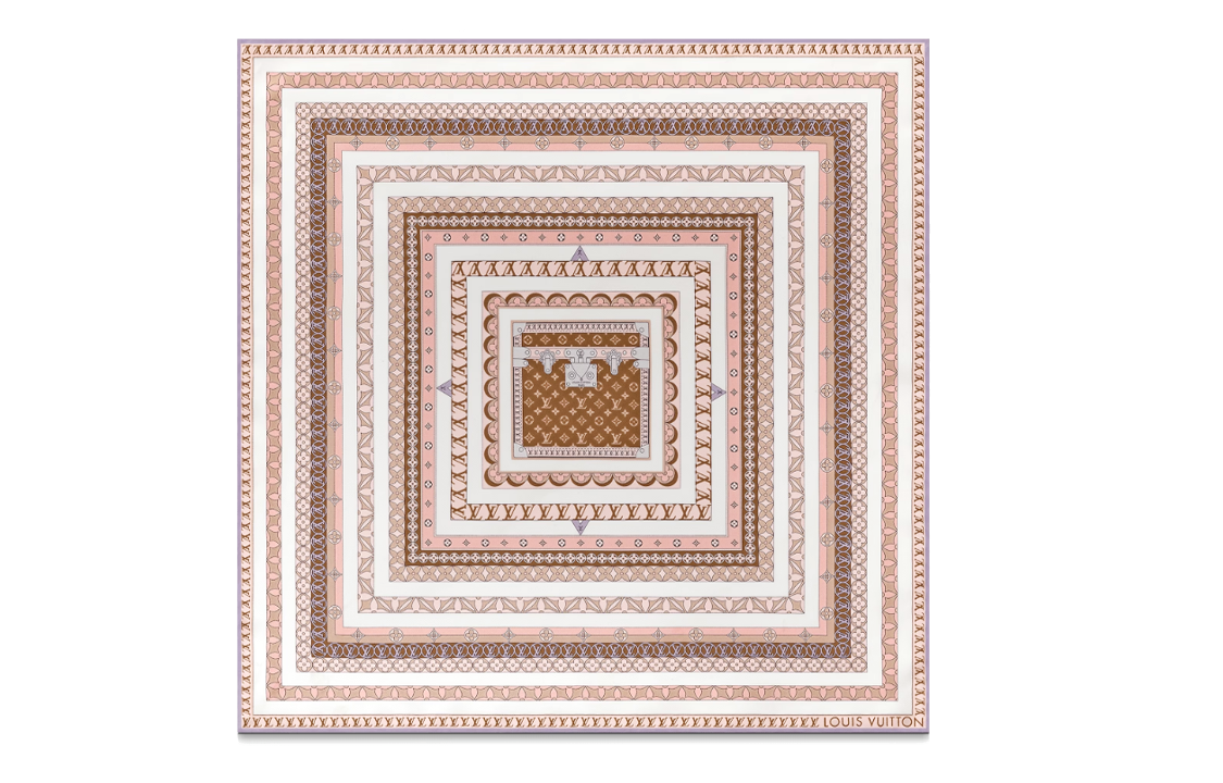 (Women) Louis Vuitton  Pink Pattern Print Silk Scarf M78090