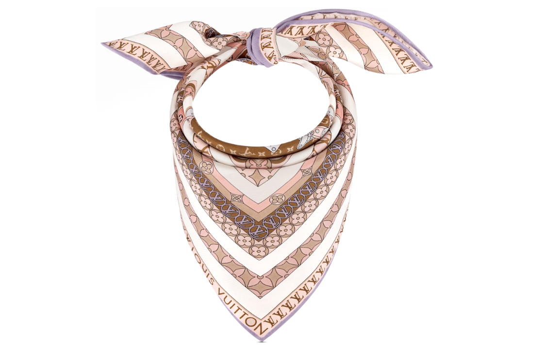 (Women) Louis Vuitton  Pink Pattern Print Silk Scarf M78090 圖 3