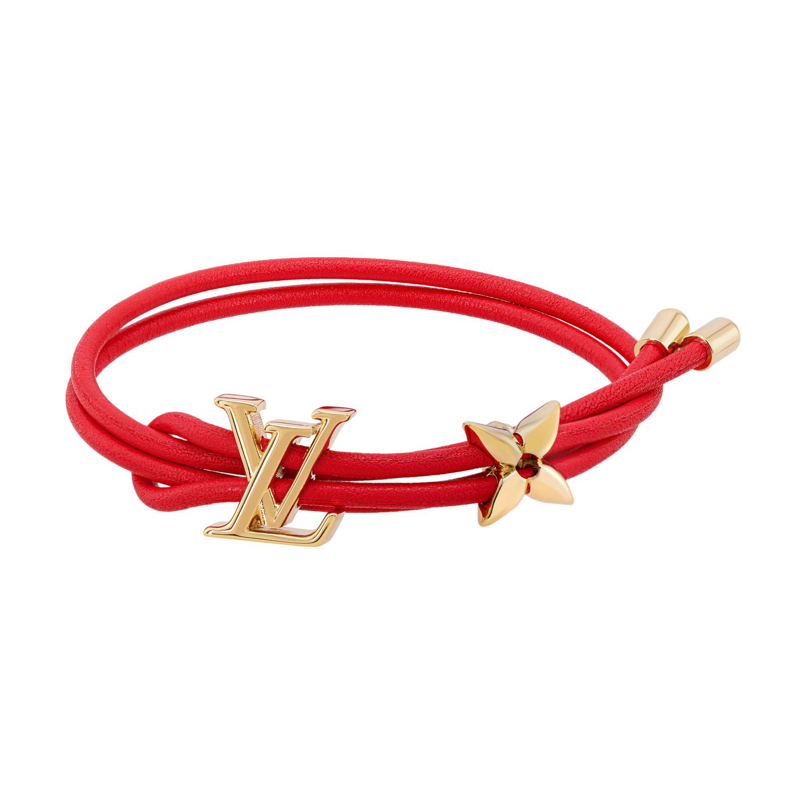 (Women) LOUIS VUITTON  Red Flower Pattern Calfskin Leather Bracelet. M8532Z 圖 2