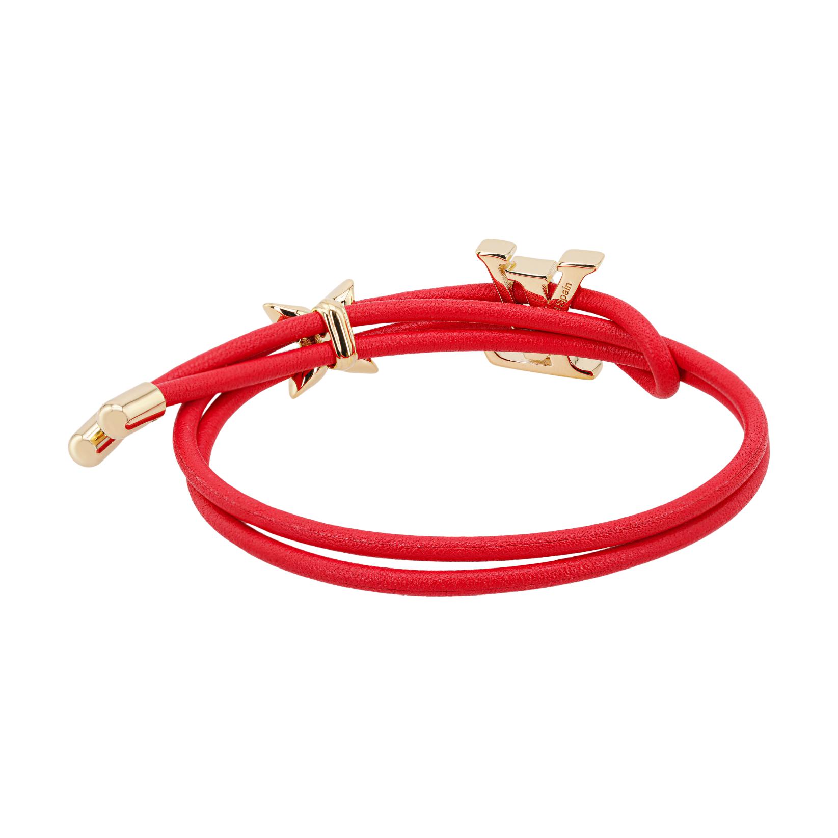 (Women) LOUIS VUITTON  Red Flower Pattern Calfskin Leather Bracelet. M8532Z 圖 3